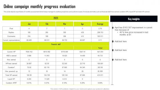 Online Campaign Monthly Progress Evaluation Professional Pdf