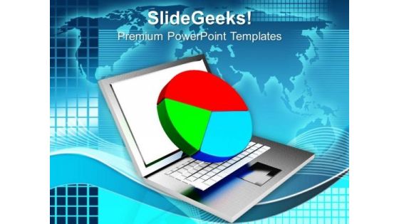 Online Finance Pie Chart On Laptop PowerPoint Templates Ppt Backgrounds For Slides 0213