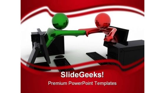 Online Handshake Internet PowerPoint Background And Template 1210