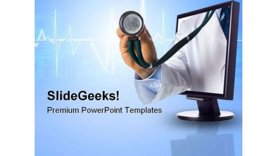 Online Health Checkup Internet PowerPoint Themes And PowerPoint Slides 0411