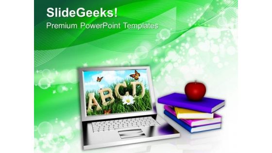 Online Learning With An Apple Technology PowerPoint Templates Ppt Backgrounds For Slides 0213