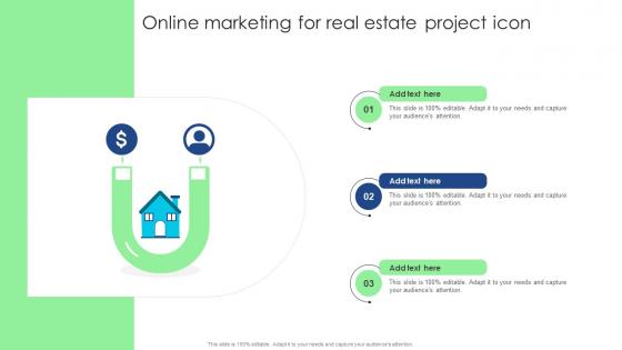 Online Marketing For Real Estate Project Icon Ppt Show Graphics Download Pdf