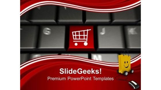 Online Shopping With Shopping Cart Symbol PowerPoint Templates Ppt Backgrounds For Slides 0313