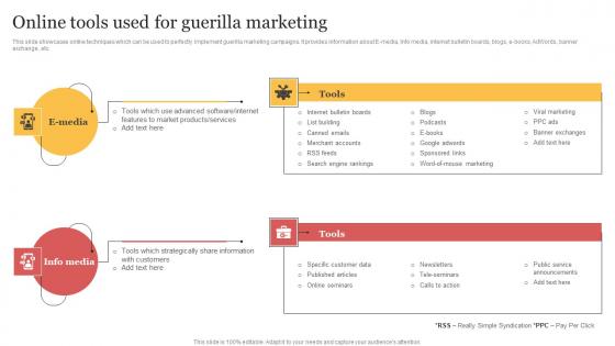 Online Tools Used For Guerilla Marketing Organizing Buzzworthy Social Icons Pdf