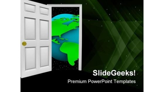 Open Door Globe PowerPoint Templates And PowerPoint Backgrounds 0611