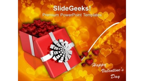 Open Gift Box With Hearts Valentines PowerPoint Templates Ppt Backgrounds For Slides 0213