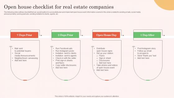 Open House Checklist For Real Estate Property Marketing Demonstration Pdf