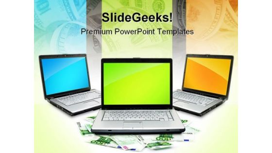 Open Laptop With Money Business PowerPoint Themes And PowerPoint Slides 0411