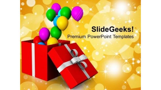 Opened Gift Box With Balloons New Year PowerPoint Templates Ppt Backgrounds For Slides 1112