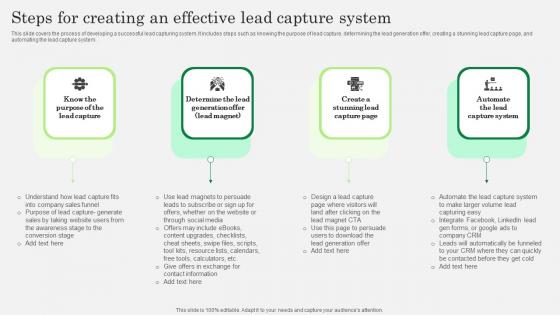 Optimizing Client Lead Handling Steps For Creating An Effective Lead Capture System Icons Pdf