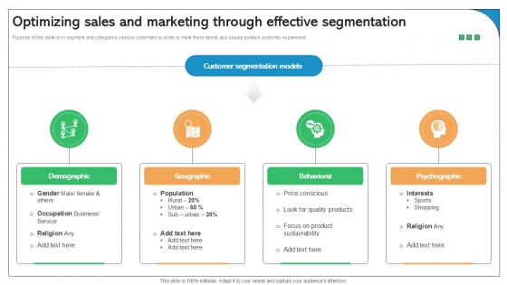 Optimizing Sales And Marketing Through Effective Segmentation Best Practices Ppt Slide SA SS V