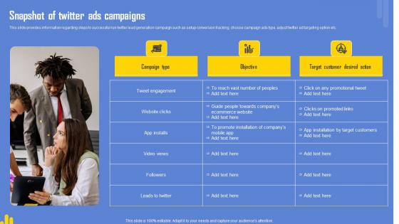 Optimizing Twitter For Online Snapshot Of Twitter Ads Campaigns Elements Pdf