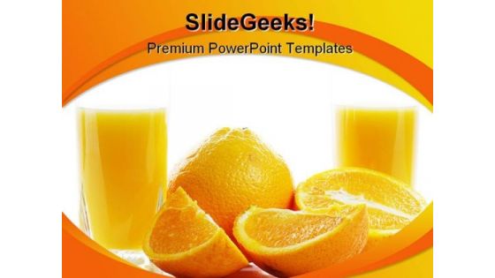 Orange With Juice Food PowerPoint Template 0810