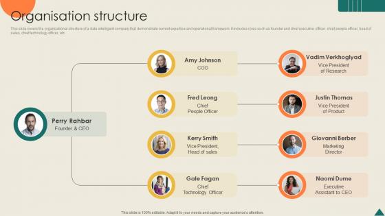 Organisation Structure Financial Analytics Platform Investor Elevator Pitch Deck