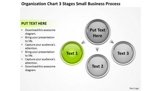 Organization Chart 3 Stages Small Business Process Ppt Template PowerPoint Slides