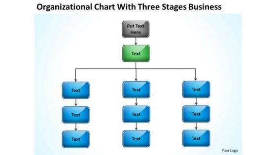 Organizational Chart With Three Stages Business Ppt Plans For PowerPoint Slides