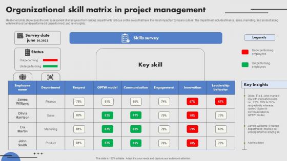 Organizational Skill Matrix In Project Management Summary Pdf