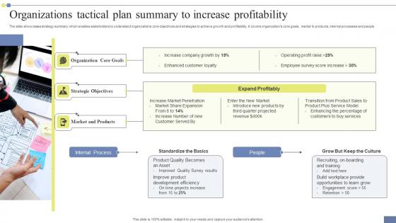 Organizations Tactical Plan Summary To Increase Profitability Portrait Pdf