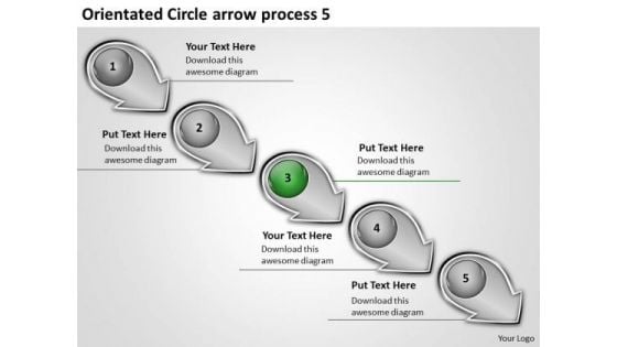 Orientated Circle Arrow Process 5 Business Typical Flow Chart PowerPoint Templates