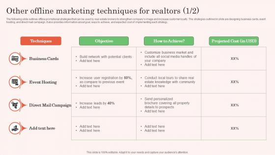 Other Offline Marketing Techniques For Realtors Real Estate Property Marketing Themes Pdf