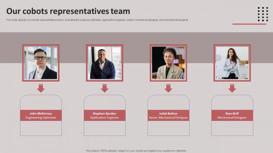 Our Cobots Representatives Team Cobots For Improved Productivity Template PDF