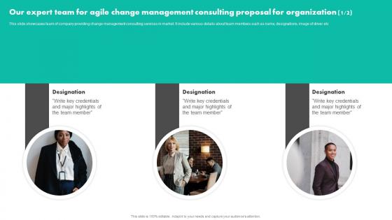 Our Expert Team For Agile Change Management Consulting Proposal For Organization Rules PDF