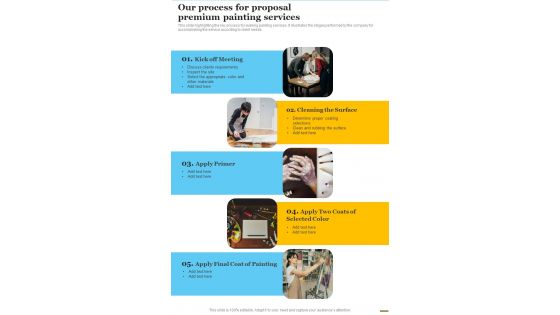 Our Process For Proposal Premium Painting Services One Pager Sample Example Document