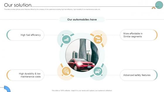 Our Solution Auto Producer Investor Funding Elevator Ppt Powerpoint