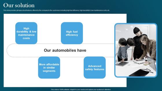 Our Solution Automotive Designing Company Investor Funding Pitch Deck Microsoft Pdf