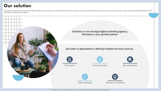 Our Solution Capital Raising Pitch Deck For Advertising Services PPT Template Our Solution Capital Raising Pitch Deck For Advertising Services PPT Template