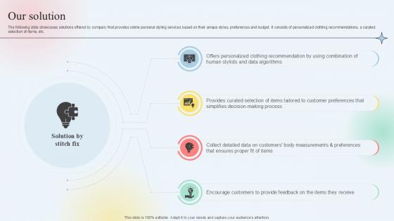 Our Solution Clothing Subscription Platform Investor Funding Elevator Pitch Deck PPT Presentation Our Solution Clothing Subscription Platform Investor Funding Elevator Pitch Deck PPT Presentation