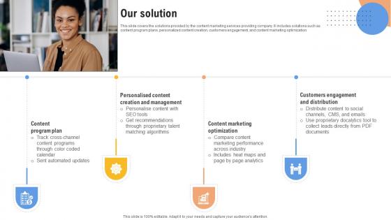 Our Solution Content Management Platform Investor Funding Elevator Pitch Deck Our Solution Content Management Platform Investor Funding Elevator Pitch Deck