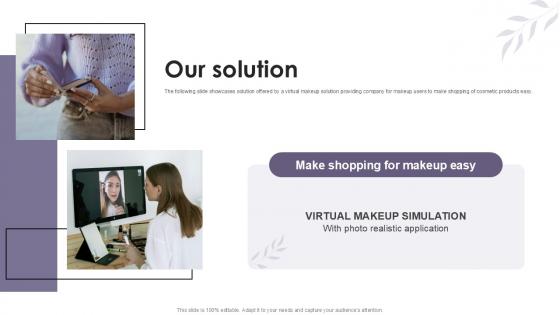 Our Solution Cosmetic Products Platform Investor Ppt Example