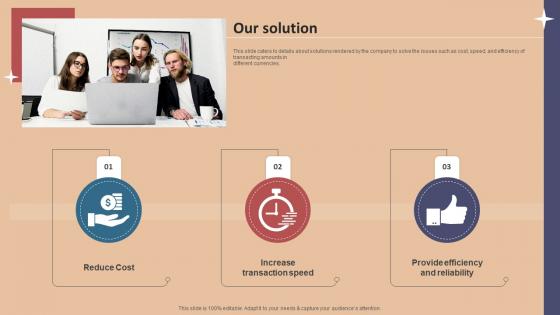 Our Solution Foreign Exchange Company Investor Funding Elevator Pitch Deck Our Solution Foreign Exchange Company Investor Funding Elevator Pitch Deck