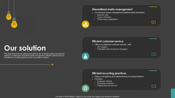 Our Solution Waste Control Platform Pitch Deck Ppt Sample