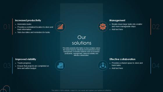 Our Solutions Team Collaboration Platform Pitch Deck PPT Presentation