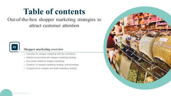 Out Of The Box Shopper Marketing Strategies To Attract Table Of Contents Elements Pdf