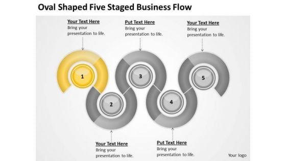 Oval Shaped Five Staged Business Flow Ppt Plan Outline PowerPoint Templates