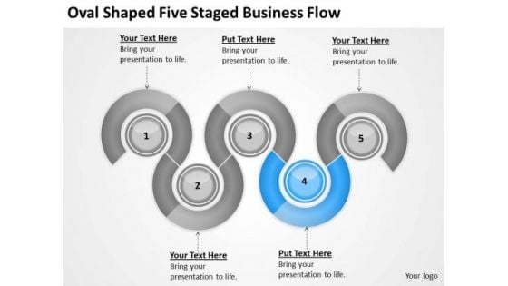 Oval Shaped Five Staged Business Flow Ppt Plan PowerPoint Slides