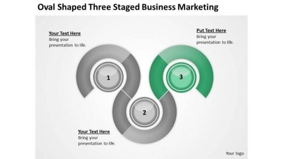 Oval Shaped Three Staged Business Marketing Action Plan PowerPoint Slides