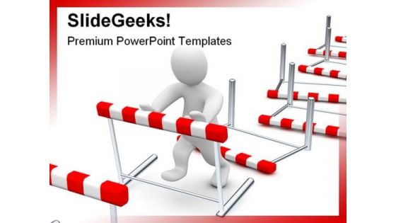 Overcome Hurdles Business PowerPoint Template 0810