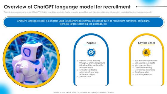 Overview Of ChatGPT Language AI Powered Recruitment Enhancing Ppt Template AI SS V