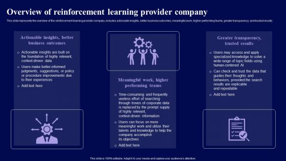 Overview Of Reinforcement Learning Provider Company Role Of Reinforcement Formats Pdf