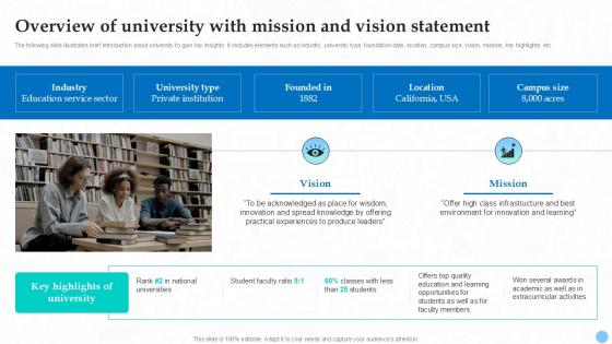 Overview Of University With Mission And Vision Higher Education Ppt Slides Strategy SS V