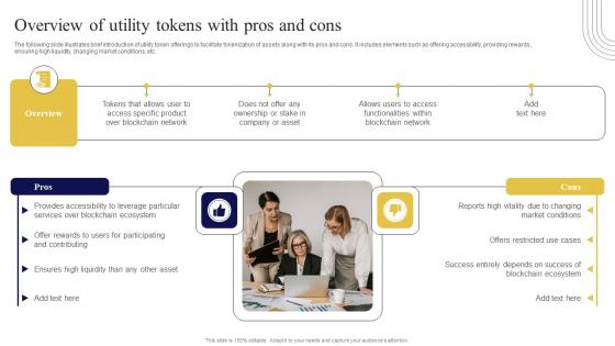 Overview Of Utility Tokens With Pros Exploring Investment Opportunities Background Pdf