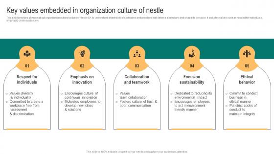 Packaged Food Business Key Values Embedded In Organization Culture Demonstration Pdf