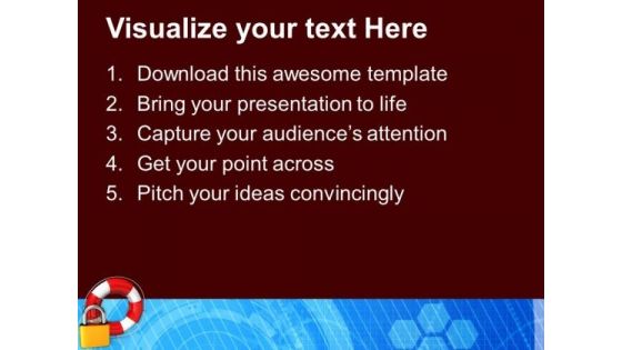 Padlock And Lifesaver Security Icons PowerPoint Templates Ppt Backgrounds For Slides 0113