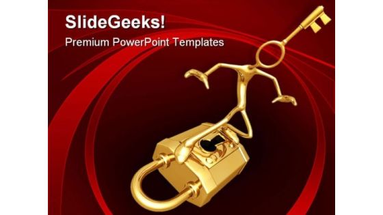 Padlock Surfing Security PowerPoint Templates And PowerPoint Backgrounds 0711