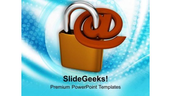 Padlock With At Sign PowerPoint Templates Ppt Backgrounds For Slides 0713