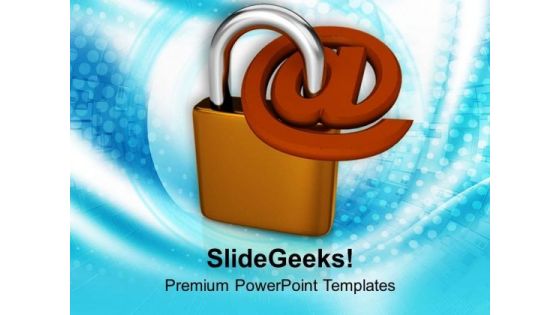 Padlock With At Sign PowerPoint Templates Ppt Backgrounds For Slides 0713 Padlock With At Sign PowerPoint Templates Ppt Backgrounds For Slides 0713